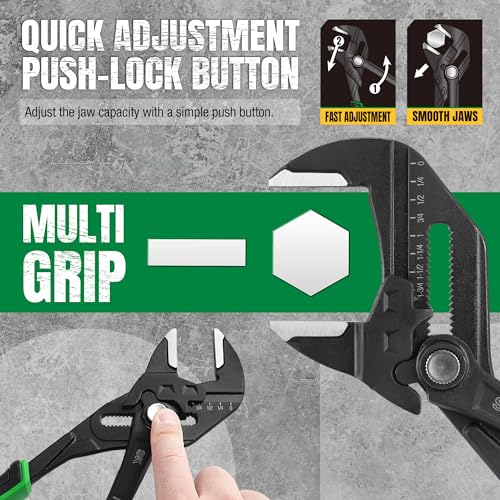 SK 10" Pliers Wrench, Smooth Parallel Jaw Water Pump Pliers, CR-V Steel - size: 10-inch Single