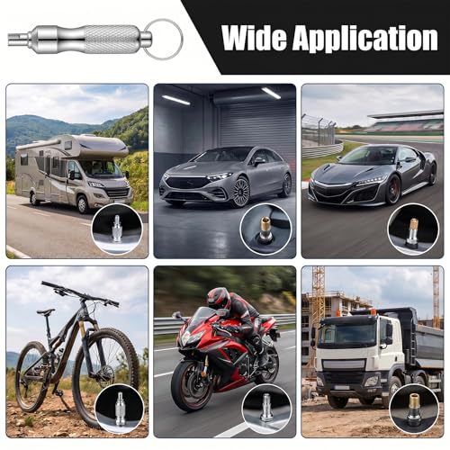 2Pcs Valve Core Removal Keychain, Portable Valve Stem Core Remover