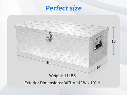 30 Inch Aluminum Truck Bed Tool Box with Side Handles, Lock - color: Silver, size: 30"