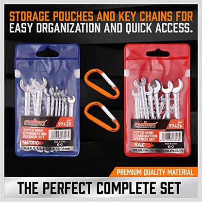 HORUSDY 20-Piece Mini Wrench Set, Metric & SAE Combination Wrench Set - style: 20-Piece Mini Wrench SetMetric&SAE)