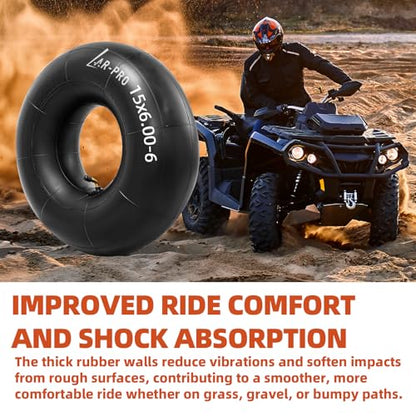 AR-PRO (2-Pack) 15x6.00-6" Inner Tubes with TR87 Bent Valve Stem – Replacement Heavy-Duty Tire Tubes for Lawn Mowers, Tractors, Wheelbarrows, Go-Karts, ATVs, Garden Utility Equipment - size: 15x6.00-6,TR-87