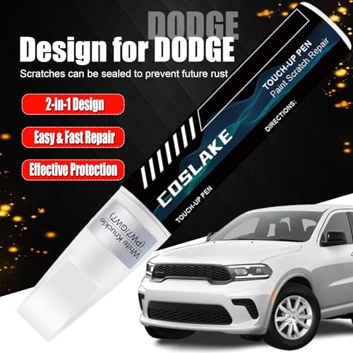 Car Touch Up Paint(White Knuckle/Bright White Clearcoat(PW7/GW7)) for Dodge - color: White Knuckle/Bright White Clearcoat(PW7/GW7) for 2013-2026 Durango/2010-2026 Charger/2010-2023 Challenger/2020 Grand Caravan