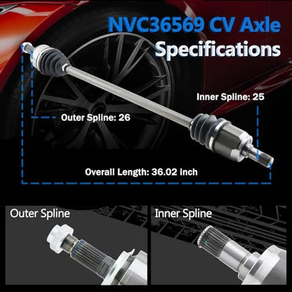 Front CV Axle Fit for 2006-2013 Honda Civic L4 1.8L Automatic Trans - size: NCV36568 NCV36569