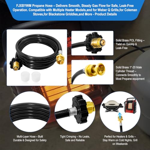 F273704 10FT Propane Hose Fits for Portable Heaters & Grill Etc, Heater Propane Hose with POL Fitting Connect 5-40 lb Propane Tanks, for Grill Propane Hoses, CSA Certified. - style: 273704 10FT Propane Adapter Hose for Heater Series