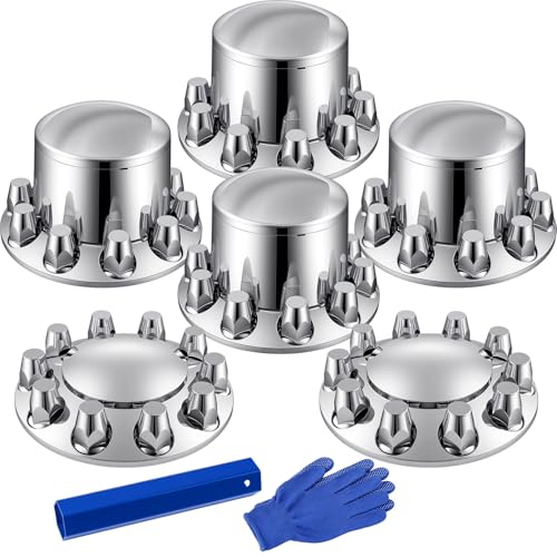 JiiinMiiin 33mm 2 Front & 4 Rear Semi Truck Axle Wheel Cover Lug Nut Cover - size: 2 Front and 4 Rear