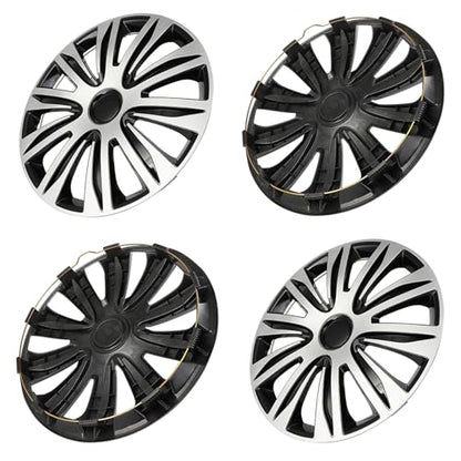SCITOO Fit 17 Inch Hubcaps 4X Black & Silver Wheel Cover Universal-Fit