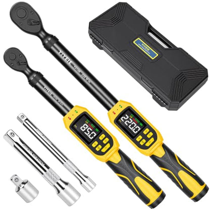 YIYEIE 1/2" 3/8" Digital Torque Wrench Set for Car, 162 Ft-lb & 62.5 Ft-lb - size: 1/2" & 3/8" 5 PC
