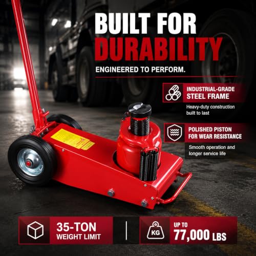 XtremepouwerUS 35-Ton Air Hydraulic Floor Jack Truck Lift Jacks Service Repair Lifting Tool Wheels w/Extension Adapters Set - size: 35 Tons