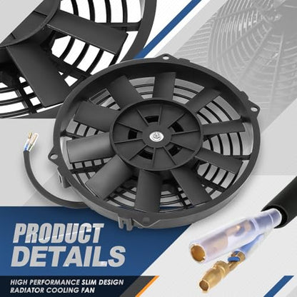 Auto Dynasty 10 inch Universal 12V Electric Radiator Cooling Fan Kit, Black - color: Black, size: 10 Inch Diameter