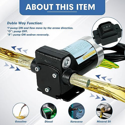 110V Gasoline Oil Fuel Transfer Pump with Connection Cables - size: 110V AC Pump
