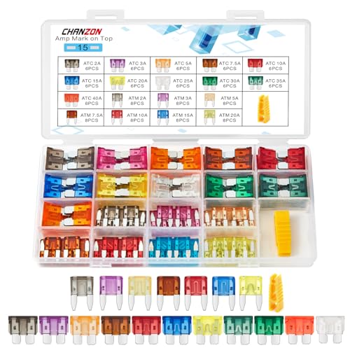 Chanzon 122pcs Standard & Mini Blade Fuse Assortment Kit ATC/ATM 18 Values - style: 122Pcs Standard & Mini