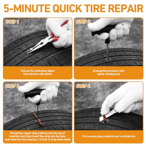 2-in-1 Tire Repair Kit with Screw in Tire Plugs & Tire Repair String - size: 2-IN-1 PLUGS & SEALANT
