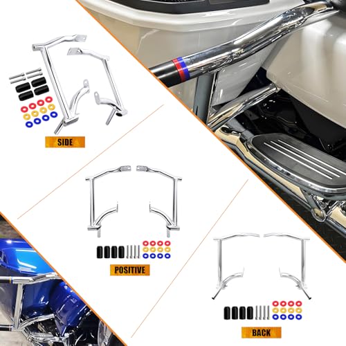 Saddlebag Guard Crash Bar Tip Over Saddle Bag Crash Bar Fit for Harley Street Glide FLHX Road Glide FLTRX Road King FLHR Electra Glide Ultra Limited CVO 09-25 Decorative Spacers Coloured - style: Saddlebag Guards with Decorative Spacers Coloured