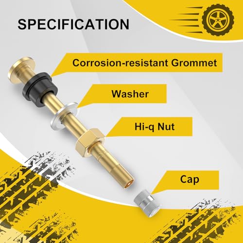 10 Piece TR572 Brass Valve Stems for Commercial Vehicles. Fits 0.748" Valve Hole Dia, Length 3.9'', Brass Colour - size: TR572 10pcs