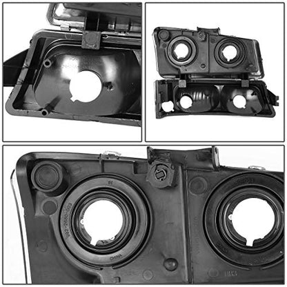 DNA MOTORING Pair Headlight Assembly Compatible with 2003-2006 Chevy Silverado 1500 2500 3500 1500 HD 2500 HD Avalanche 1500 2500, w/o Factory Cladding, Chrome/Clear, HL-OH-CS03-4P-CH-CL1 - color: Chrome / Clear