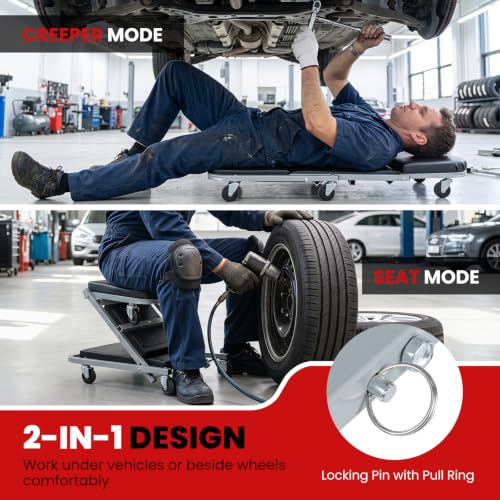 IRONMAX 40" Folding Z Mechanic Creeper, 6 Swivel Wheels, 330 LBS Capacity - size: 40 Inch