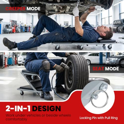 IRONMAX 40" Folding Z Mechanic Creeper, 6 Swivel Wheels, 330 LBS Capacity - size: 40 Inch