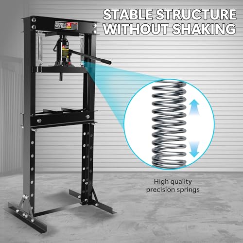 20 Ton Hydraulic Shop Press, H-Frame Garage Floor Adjustable Hydraulic Shop Press with Stamping Plate, Heavy Duty Steel Fame for Bending, Straightening, Installing Bearings & u-Joints