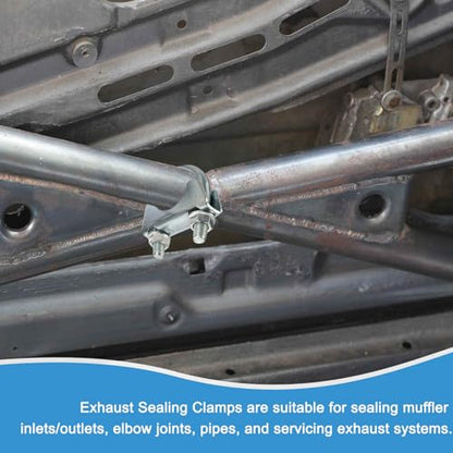 HARFINGTON U Bolt Muffler Exhaust Clamp 65mm(2-1/2") Galvanized Iron U-Bolt Clamps Muffler Tip Hook Saddle Exhaust Clip for Tip Pipes Connection - size: 65mm