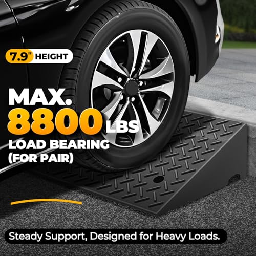 Auto Dynasty 7.9"H Rubber Curb Ramps for Driveway Sidewalk, HeavyDuty 2 Set - size: 7.9" Rise