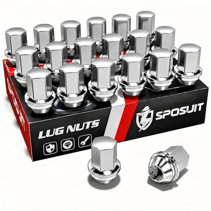 Sposuit 20 Pcs M14x1.5 OEM Lug Nuts, 22mm Hex - Replacement for Jeep - color: Chrome, size: M14x1.5, style: 20 Pcs OEM(W:1.2")