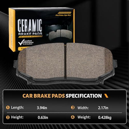 D1258 Front Ceramic Brake Pads Kit Fit For Mazda CX-5 2019-2023, For CX-7 2007-2012, For CX-9 2007-2023, For Ford Edge 2010-2011, For Lincoln MKX 2010 - style: HZ1258