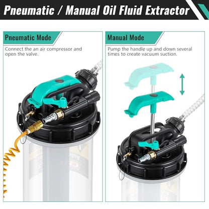 Estune 5.3L/1.4 Gallon Fluid Extractor Pump with 5 Pcs Brake Bleeding Hose - size: 1.4 Gallon/5.3 L