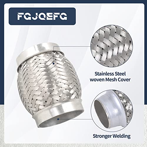 2PCS Exhaust Flex Pipe Stainless Steel Double Braid Long Heavy Duty 3''Inch x 4''Inch w/Ends 4'' inch Long - size: 3"x4"x4"