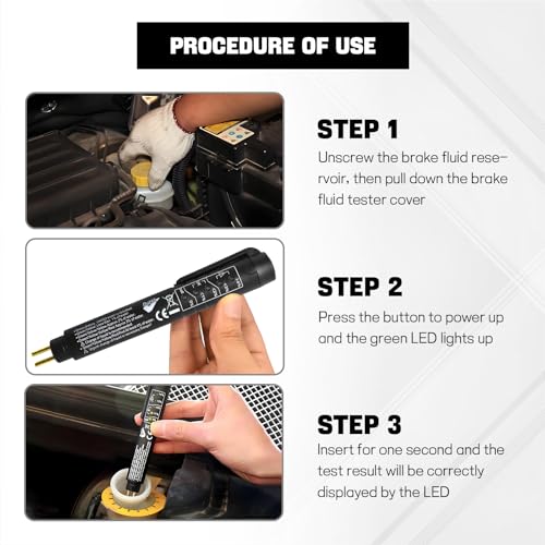 wuyaoyao Brake Fluid Liquid Tester Pen with 5 LED Indicators, DOT 3 DOT 4 DOT 5.1 Brake Fluid Tester Pen, Brake Fluid Liquid Testing Pen Auto Brake Diagnostic Tool for Check Engine