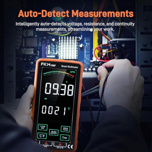 FKM Rechargeable Digital Multimeter Tester,Voltmeter w/ 5″ Touch Screen - color: Tangerine-188F