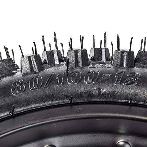 TDPRO Front 60/100-14 and Rear 80/100-12 Wheel Disc Brake Tires Rim With 12mm Bearing for Pit Dirt Bike - size: Front+Rear