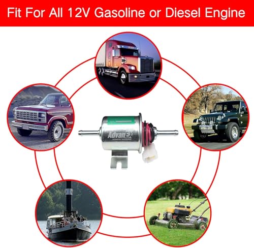 Electric Fuel Pump 12V Universal Low Pressure 5-9 PSI Gas Diesel Inline Metal Solid Petrol Compatible with Carburetor HEP-02A - size: HEP-02A(5-9 PSI)