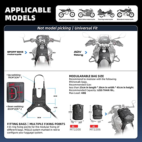 Rhinowalk Motorcycle Tank Bag/Bumper Bag Universal Saddle Bag Mounting Base - size: Fuel Tank Mounting Base