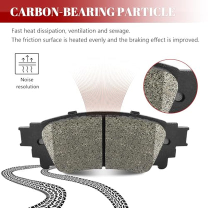 Ceramic Disc Brake Pads Set Front and Rear Replacement for Toyota Corolla Cross 2022-2023/ Rav4 2019-2023/ Venza 2021-2023/ Avalon C-Hr 2019 2020 2021 2022/ Camry 2018-2024