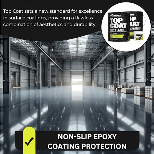 Slip Doctors Top Coat Clear Non-Skid Urethane Protective Coating for Epoxy Flake Systems, Garages and Warehouse Floors - 1 Gallon, Gloss