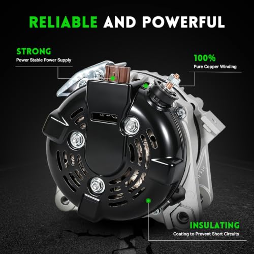 New 100Amp Alternator Compatible with Toyota Camry 2007-2009, Corolla 2009-2010, Matrix 2009-2013 2.4L, for Pontiac Vibe 2009-2010, Scion xB 2008-2013, Replace 27060-0H110, 104210-4880, 11195 AL3321X - size: 11195N