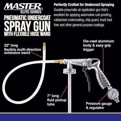 Master Elite Undercoating Spray Gun with Regulator, Flexible Extension Wand