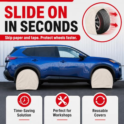 LAUCO Canvas Wheel Tire Covers Set of 4, Absorbs Water and Oil - Protector for RV, Auto, Truck, Car, Camper, SUV, Trailer, Suitable for 27.5 inch Diameter Tire 50818