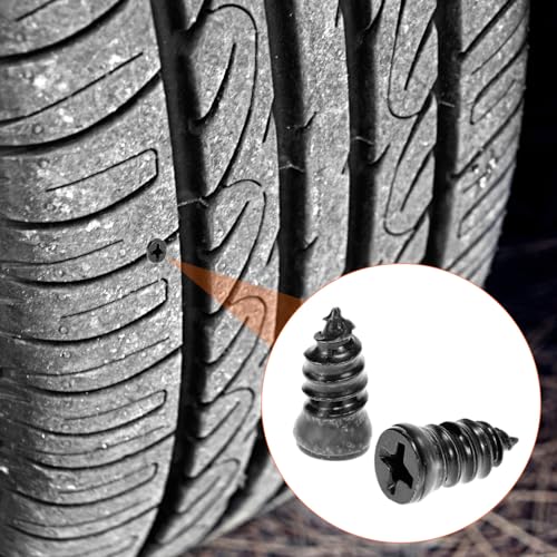 QWORK 70PCS Tire Repair Rubber Nails Kit with Screwdriver – Quick Vacuum Tubeless Tire Plug Set for Car, Motorcycle, SUV & ATV – Emergency Flat Tire Patch Screws (35S + 35L)