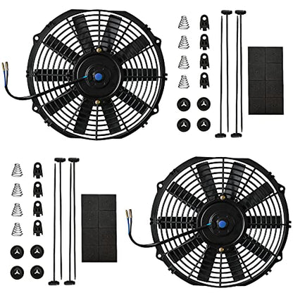 MuHize 2 Pack Electric Radiator Cooling Fan 12 Inch Fan 12V 80W Puller - size: 2Pcs-12 inch