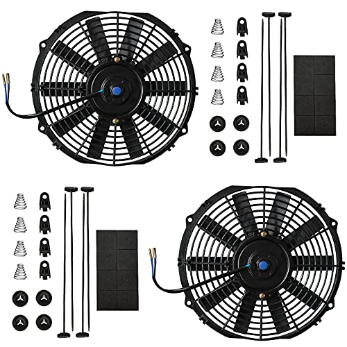MuHize 2 Pack Electric Radiator Cooling Fan 12 Inch Fan 12V 80W Puller - size: 2Pcs-12 inch