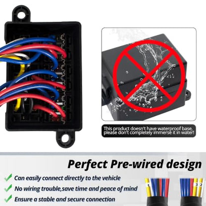 12V 9Way Pre-Wired Fuse and Relay Box Kit with 3 x 40A 4-Pin Relays & 9 ATC/ATO Fuses for Car, Truck, Vehicle - size: 40A 3 Relay 9 Fuse