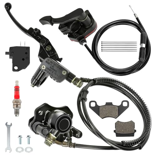 110cc 125cc ATV Hand Rear Hydraulic Disc Brake Master Cylinder Caliper Kit for Tao Tao Coolster 90cc 70cc Kazuma Roketa Loncin SunL Chinese 4-Stroke Quad 4 Wheeler Part with 7/8 Thumb Throttle