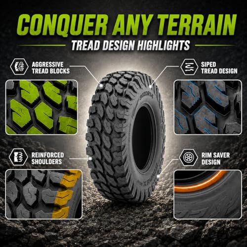 RUNIX UTV SxS Radial Tires, RUNIX PeakCrawler, 30X10R14, 30X10-14, 8PR, Radial Tire, Set of 4, All Terrain, Tubeless - size: 30X10R14