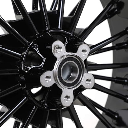 TOFR 18x5.5 Rear Fat King Spoke Wheel Rim Black For Harley Dyna 2006-2017 - color: Gloss Black, size: Rear:18x5.5