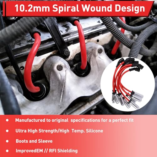 High Performance Spark Plug Wires Compatible Chevy GMC Cadillac V8