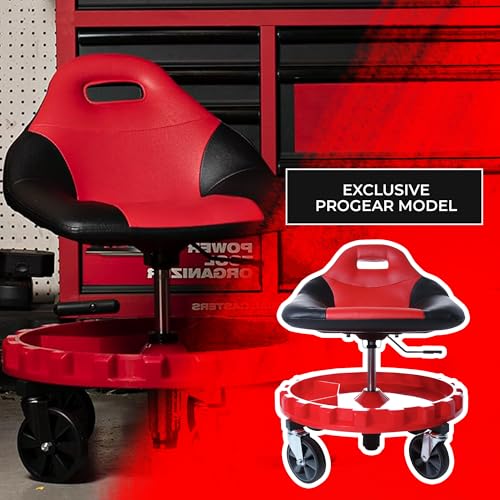 Traxion 2-700 ProGear Mobile Rolling Gear Seat W/Equipment Tray and Five All-Terrain 5" Casters - color: Red
