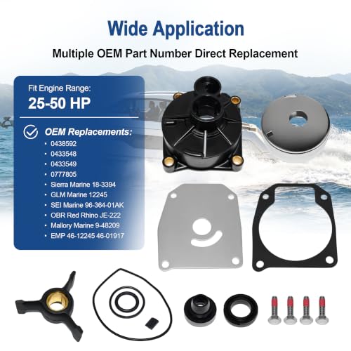MARKGOO Water Pump Repair Kit 438592 for Johnson Evinrude 25-50 HP Outboard - color: 438592 fits 25-50HP
