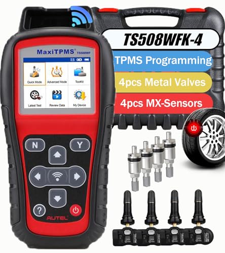 Autel MaxiTPMS TS508WFK-4 TS508WF with 4pcs MX Sensor + 4pcs Metal Valves Upgrade of TS508K TS508 Read Activate Relearn All Known Sensors Detect & Display TPMS System Faults Perform OBDII Relearns