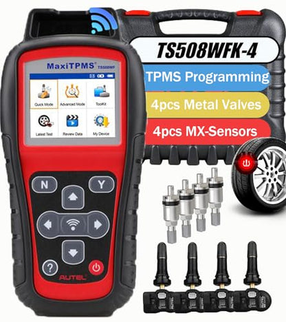 Autel MaxiTPMS TS508WFK-4 TS508WF with 4pcs MX Sensor + 4pcs Metal Valves Upgrade of TS508K TS508 Read Activate Relearn All Known Sensors Detect & Display TPMS System Faults Perform OBDII Relearns